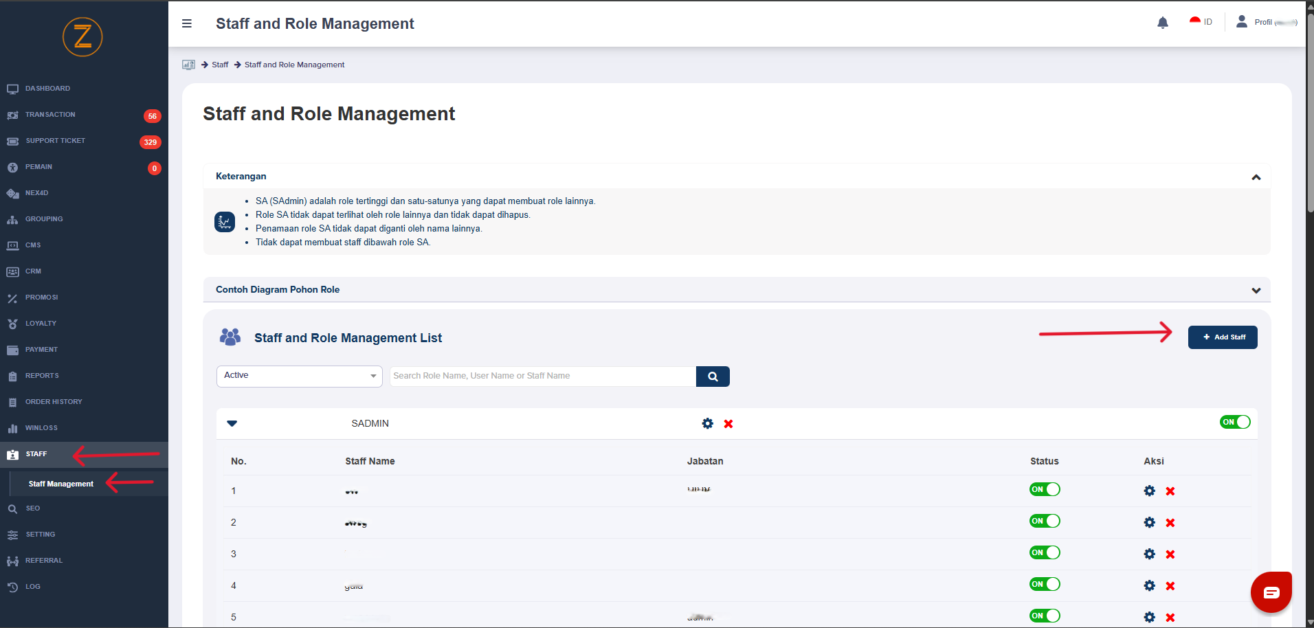 Halaman pembuatan user baru di panel whitelabel Nexus